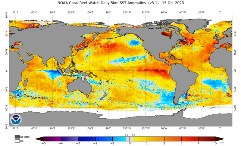 Map indicating strong phase of El Niño.