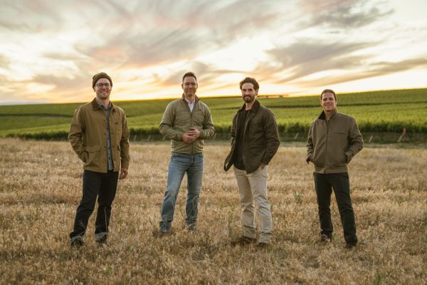 Matthews Winery, Woodinville winemakers Alex Stewart, Jesse Schmidt, Hal Iverson, and owner Bryan Otis